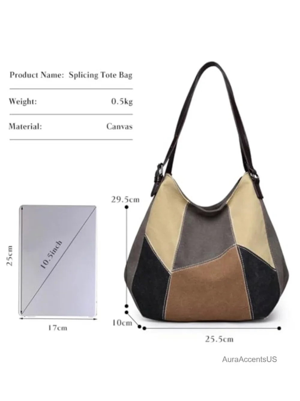 Washed Cotton Canvas Hobo Shoulder Bag Medium Top Handle Tote